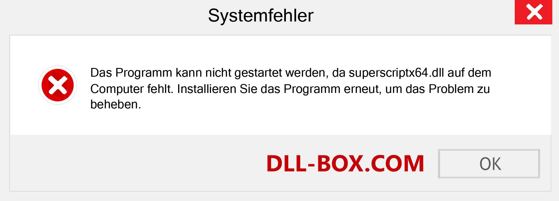 superscriptx64.dll-Datei fehlt?. Download für Windows 7, 8, 10 - Fix superscriptx64 dll Missing Error unter Windows, Fotos, Bildern